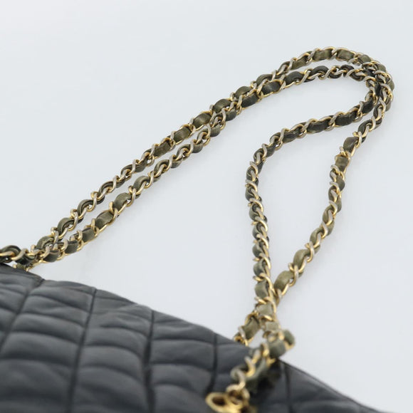 CHANEL Matelasse Chain Shoulder Bag Lamb Skin Black Gold CC Auth bs36768