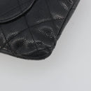 CHANEL Clutch Bag Caviar Skin Navy Silver CC Auth bs36769-10