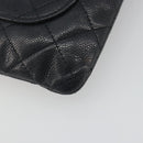 CHANEL Clutch Bag Caviar Skin Navy Silver CC Auth bs36769-11