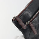 CHANEL Clutch Bag Caviar Skin Navy Silver CC Auth bs36769-13