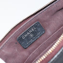 CHANEL Clutch Bag Caviar Skin Navy Silver CC Auth bs36769-14