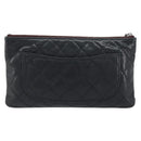 CHANEL Clutch Bag Caviar Skin Navy Silver CC Auth bs36769-3