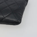 CHANEL Clutch Bag Caviar Skin Navy Silver CC Auth bs36769-8