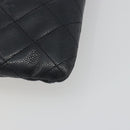 CHANEL Clutch Bag Caviar Skin Navy Silver CC Auth bs36769-9