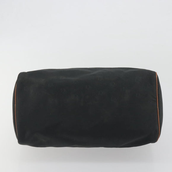 Christian Dior Honeycomb Canvas Hand Bag Nylon Black Gold Auth bs36771