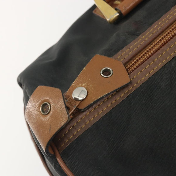 Christian Dior Honeycomb Canvas Hand Bag Nylon Black Gold Auth bs36771