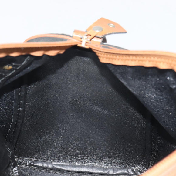 Christian Dior Honeycomb Canvas Hand Bag Nylon Black Gold Auth bs36771