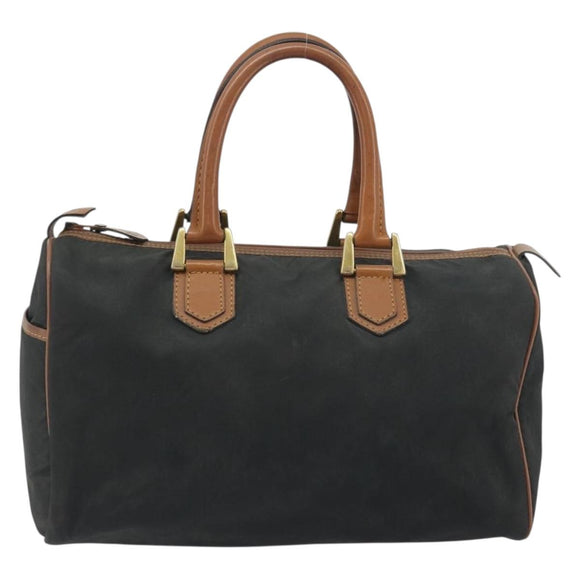 Christian Dior Honeycomb Canvas Hand Bag Nylon Black Gold Auth bs36771