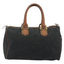 Christian Dior Honeycomb Canvas Hand Bag Nylon Black Gold Auth bs36771-2