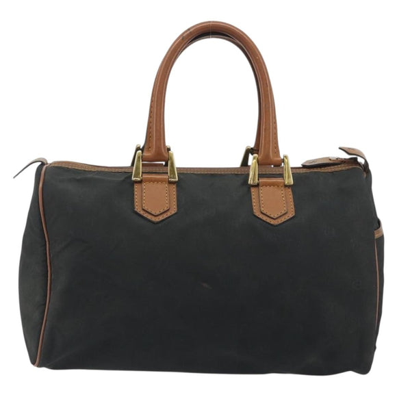 Christian Dior Honeycomb Canvas Hand Bag Nylon Black Gold Auth bs36771