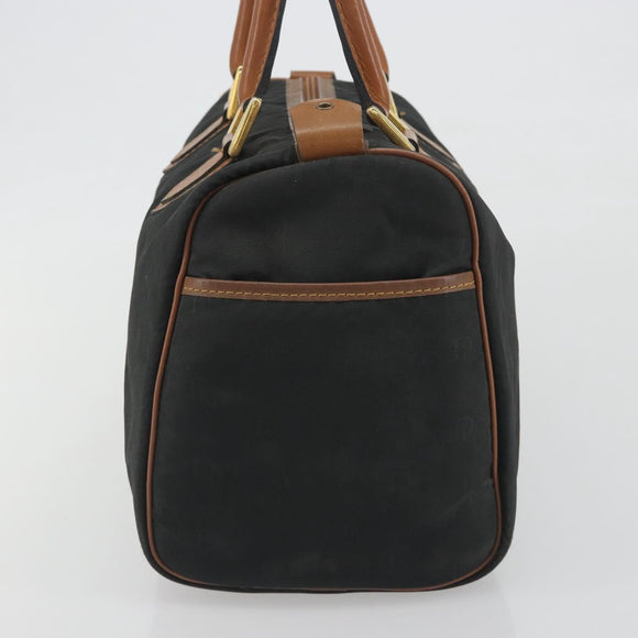Christian Dior Honeycomb Canvas Hand Bag Nylon Black Gold Auth bs36771
