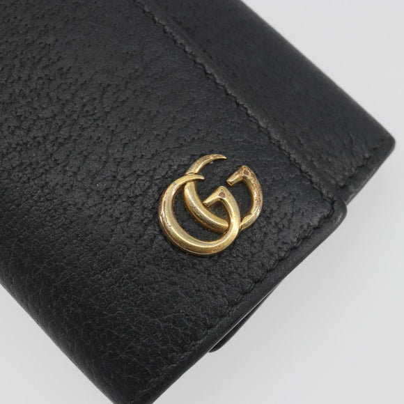 GUCCI GG Marmont Key Case Leather Black Gold 435305 Auth bs36772