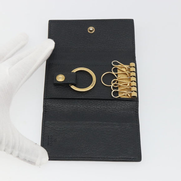 GUCCI GG Marmont Key Case Leather Black Gold 435305 Auth bs36772