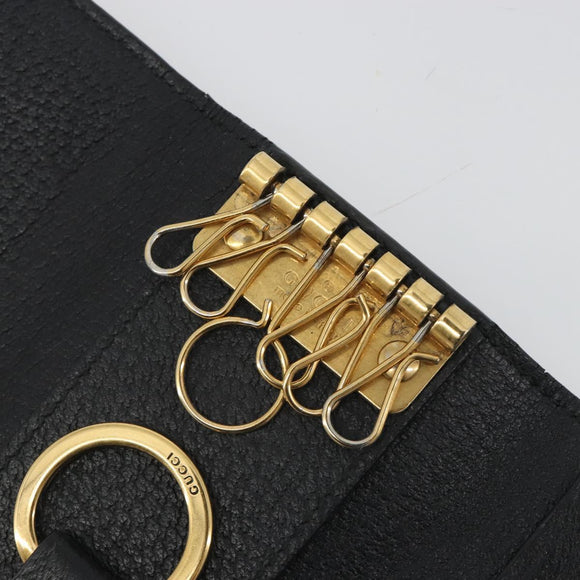 GUCCI GG Marmont Key Case Leather Black Gold 435305 Auth bs36772
