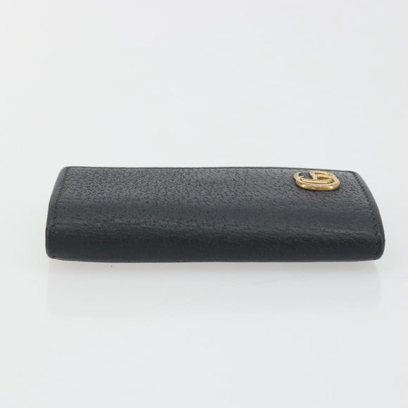 GUCCI GG Marmont Key Case Leather Black Gold 435305 Auth bs36772