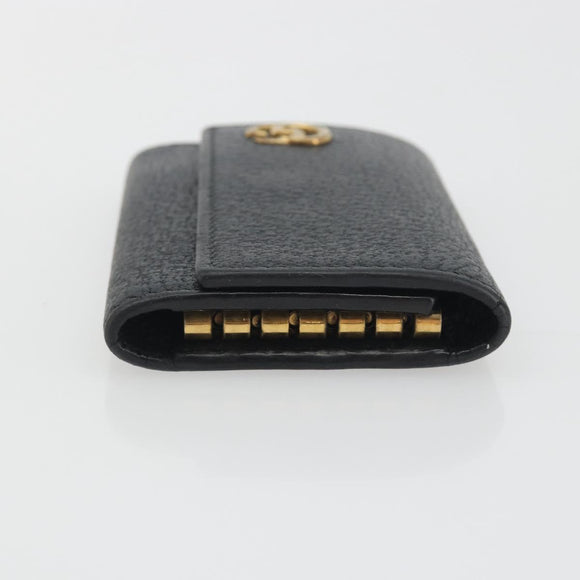 GUCCI GG Marmont Key Case Leather Black Gold 435305 Auth bs36772