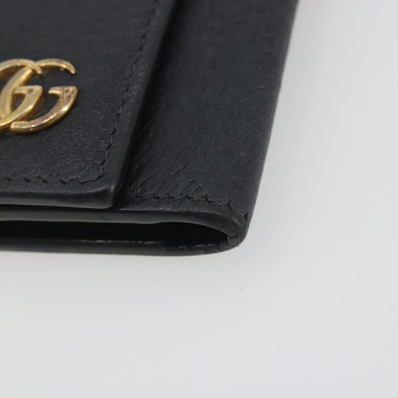 GUCCI GG Marmont Key Case Leather Black Gold 435305 Auth bs36772