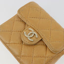 CHANEL Matelasse Charm Lamb Skin Gold Beige CC Auth bs36773-13