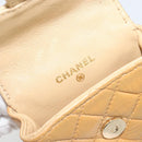 CHANEL Matelasse Charm Lamb Skin Gold Beige CC Auth bs36773-16