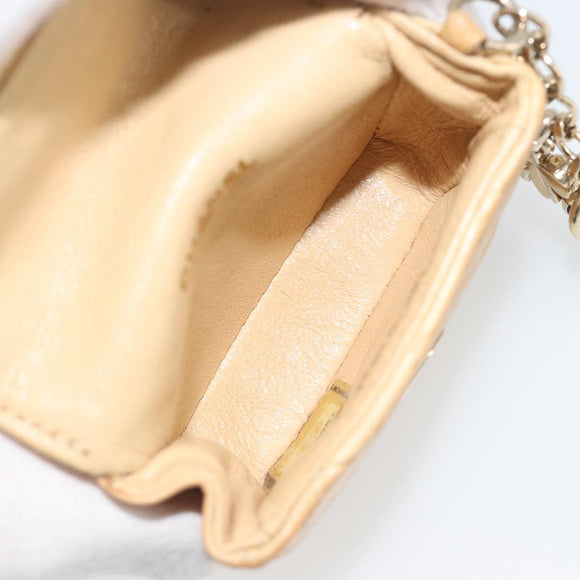 CHANEL Matelasse Charm Lamb Skin Gold Beige CC Auth bs36773
