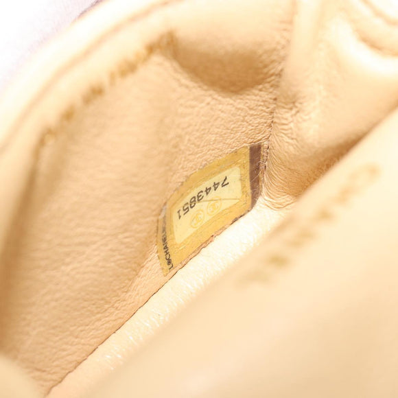 CHANEL Matelasse Charm Lamb Skin Gold Beige CC Auth bs36773