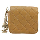 CHANEL Matelasse Charm Lamb Skin Gold Beige CC Auth bs36773-3