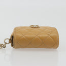 CHANEL Matelasse Charm Lamb Skin Gold Beige CC Auth bs36773-6