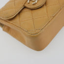CHANEL Matelasse Charm Lamb Skin Gold Beige CC Auth bs36773-9