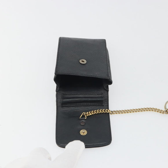 CHANEL COCO Mark Cigarette Case Caviar Skin Black Gold CC Auth bs36774