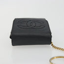 CHANEL COCO Mark Cigarette Case Caviar Skin Black Gold CC Auth bs36774-5