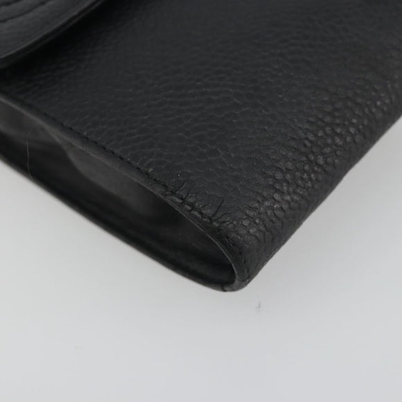 CHANEL COCO Mark Cigarette Case Caviar Skin Black Gold CC Auth bs36774