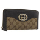 GUCCI GG Canvas Long Wallet Beige Gold 308012 Auth bs36775-1