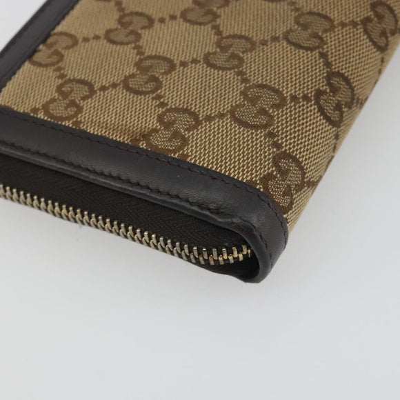 GUCCI GG Canvas Long Wallet Beige Gold 308012 Auth bs36775