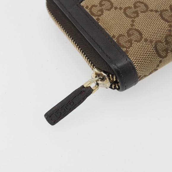 GUCCI GG Canvas Long Wallet Beige Gold 308012 Auth bs36775