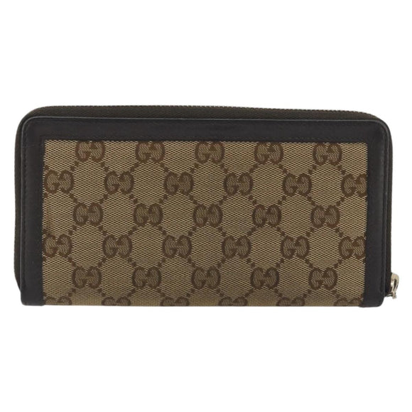 GUCCI GG Canvas Long Wallet Beige Gold 308012 Auth bs36775