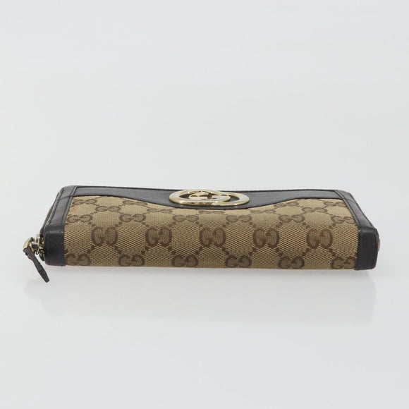 GUCCI GG Canvas Long Wallet Beige Gold 308012 Auth bs36775