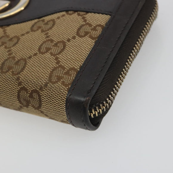 GUCCI GG Canvas Long Wallet Beige Gold 308012 Auth bs36775