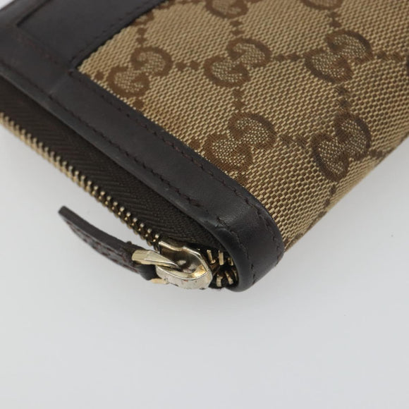 GUCCI GG Canvas Long Wallet Beige Gold 308012 Auth bs36775
