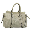 Miu Miu Hand Bag Leather 2way Beige Silver Auth bs36777V-1