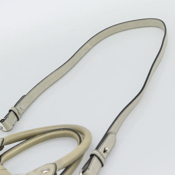 Miu Miu Hand Bag Leather 2way Beige Silver Auth bs36777V