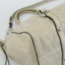 Miu Miu Hand Bag Leather 2way Beige Silver Auth bs36777V-15
