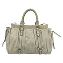 Miu Miu Hand Bag Leather 2way Beige Silver Auth bs36777V-13