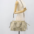 Miu Miu Hand Bag Leather 2way Beige Silver Auth bs36777V-24