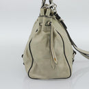 Miu Miu Hand Bag Leather 2way Beige Silver Auth bs36777V-3
