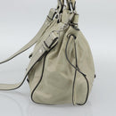 Miu Miu Hand Bag Leather 2way Beige Silver Auth bs36777V-4