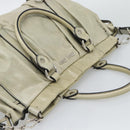 Miu Miu Hand Bag Leather 2way Beige Silver Auth bs36777V-6