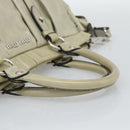 Miu Miu Hand Bag Leather 2way Beige Silver Auth bs36777V-7