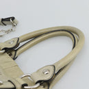 Miu Miu Hand Bag Leather 2way Beige Silver Auth bs36777V-8
