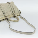 Miu Miu Hand Bag Leather 2way Beige Silver Auth bs36777V-9