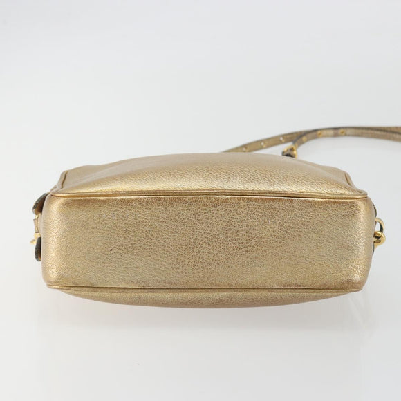 Miu Miu Shoulder Bag Leather Gold Auth bs36779A